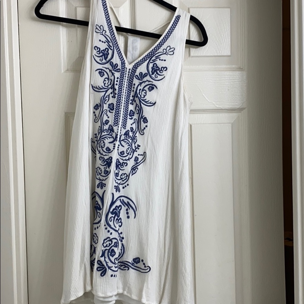 Blue & White Detailed Sundress Size M